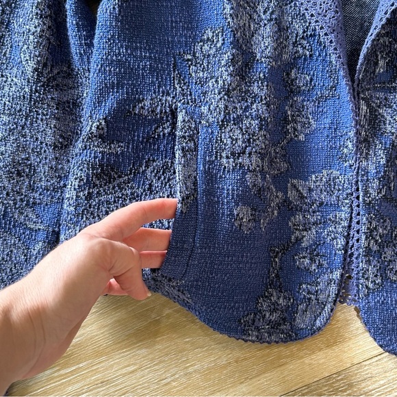 Anthropologie Knitted & Knotted Jacquard Open Front Blazer Jacket Floral M - Picture 5 of 11